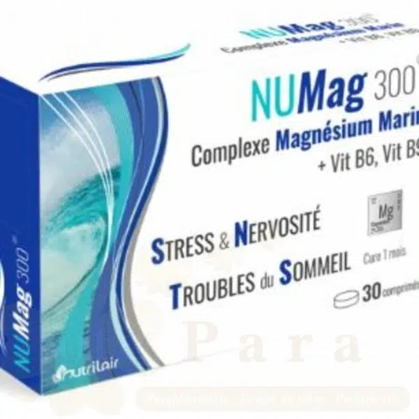 NUTRILAIR NUMAG 300 COMPLEXE MG MARIN+VIT B6+VIT B9 30CP – Image 1