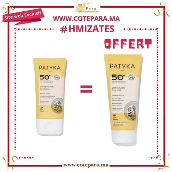 PATYKA COFFRET CREME SOLAIRE VISAGE SPF50+ 40ML + LAIT SOLAIRE SPF50+ 100ML HMIZATES