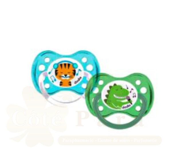 DODIE SUCETTE ANATOMIQUE 6M+ DUO TIGRE DINOSAURE N°A28