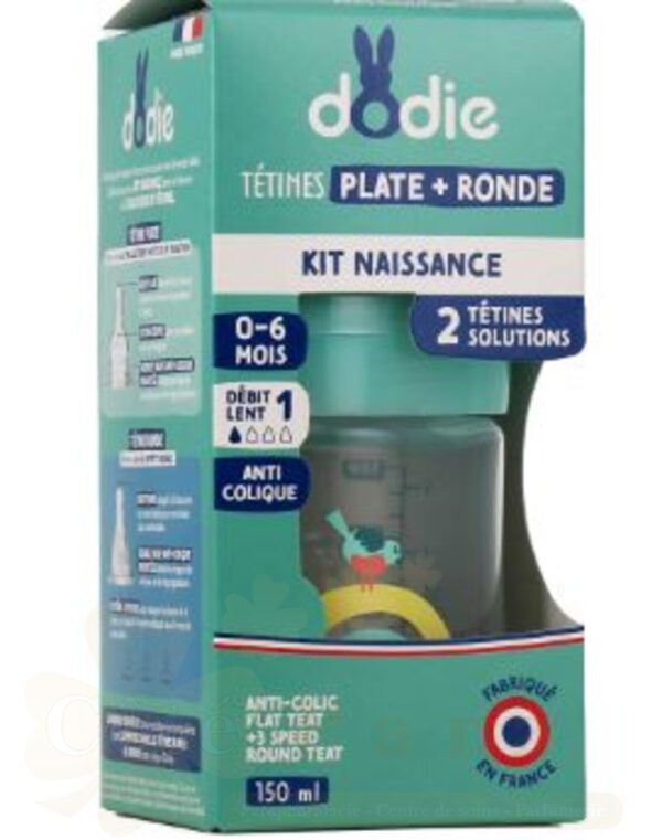 DODIE BIBERON SENSATION+ 150ML CACHE CACHE 0-6 M TETINE PLATE + TETINE RONDE D1   12708