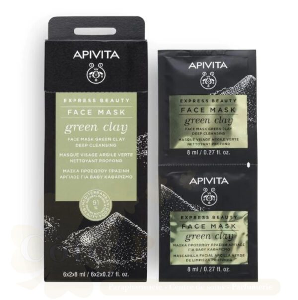 APIVITA EXPRESS BEAUTY FACE MASK GREEN CLAY NETTOYANT PROFOND 2X8ML