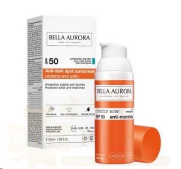 BELLA AURORA GEL CREME SOLAIRE ANTI TACHE SPF50 PEAU MIXTE A GRASSE 50ML